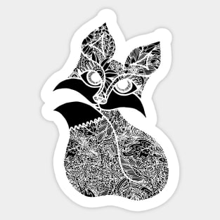 Fox Zentangle - White Sticker